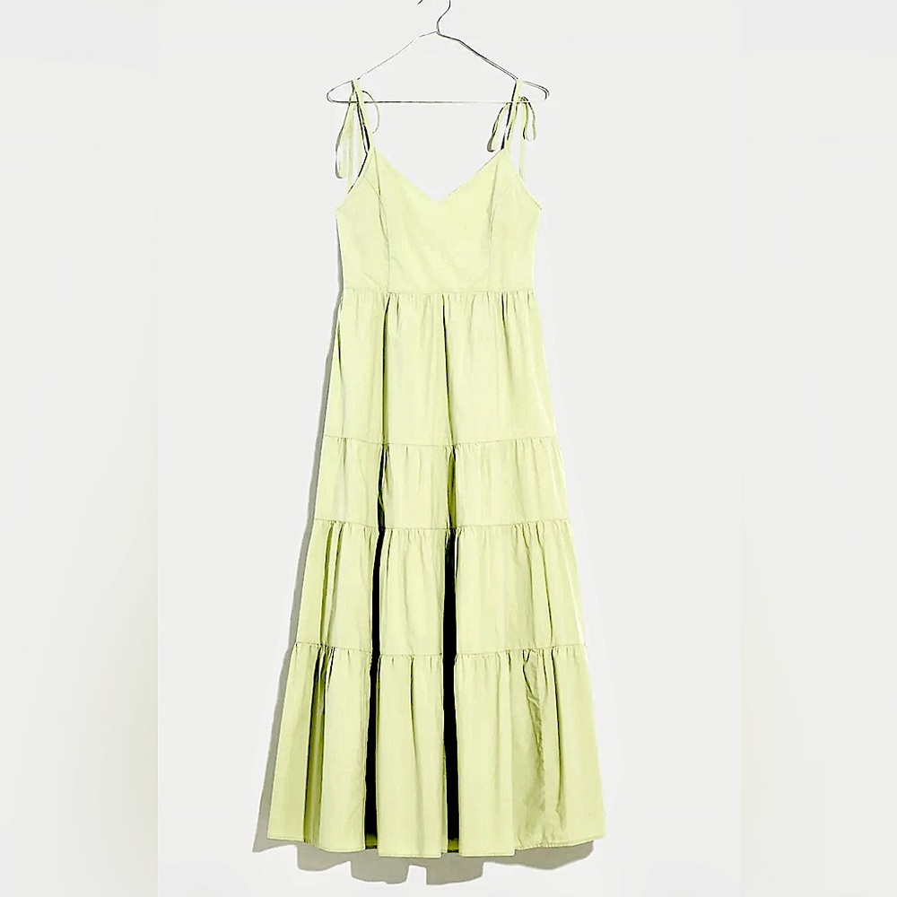 Madewell Sidonie Poplin Maxi Dress Pale Jade NWT - Size L